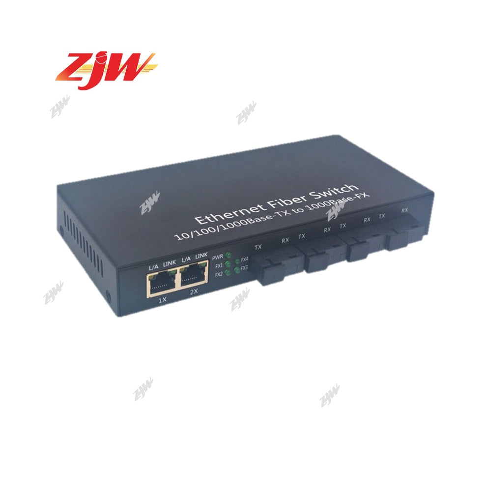 ZJW Fiber Optical Switch 4 SC Port 1.25G 2 RJ45 Port Gigabit Fiber Switch  Gigabit Ethernet Switch