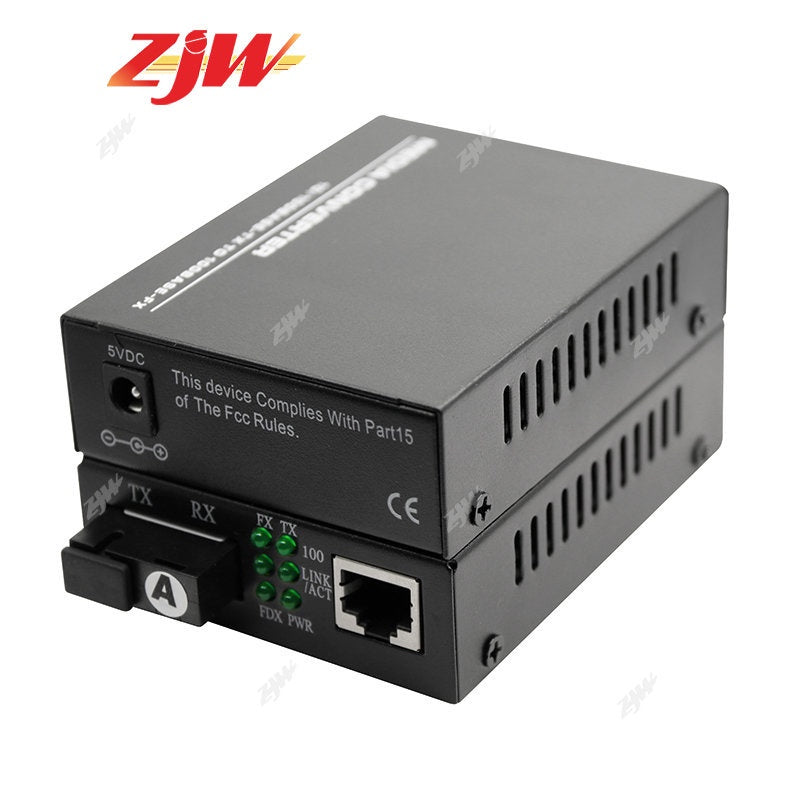 ZJW SC Fiber Transceiver Media Converter Optical Fiber Single Fiber Converter 25km 10/100M M20(P)