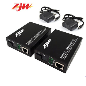 ZJW SC Fiber Transceiver Media Converter Optical Fiber Single Fiber Converter 25km 10/100M M20(P)