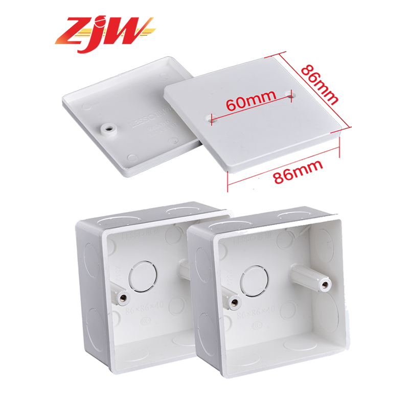 ZJW 1pc 86*86mm Wall Mounted Junction Box BS Plastic IP55  Connection Box Cable Branch Box