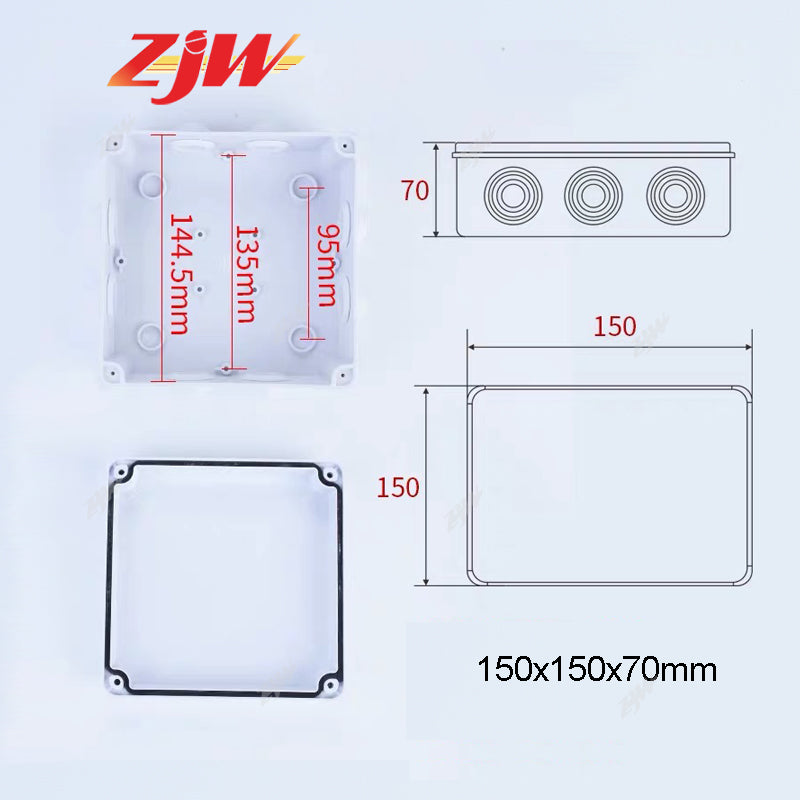 ZJW IP65 Waterproof CCTV Junction Box Enclosure 255x200x80mm 150x150x70mm Outdoor Box