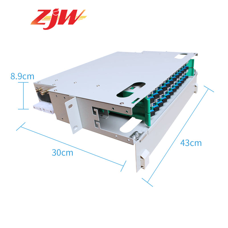 ZJW 19 Inch 24 Core SC ODF Optical Fiber Distribution Frame w/24pcs SC Pigtail & 24pcs SC-SC Adapter