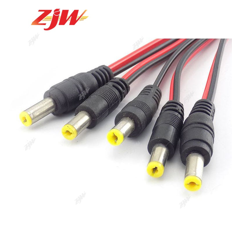 5pcs ZJW DC Plug 12V 5.5mm-2.1mm Male / Female Jack Cable Pigtail CCTV Power Adaptor Plug Connector