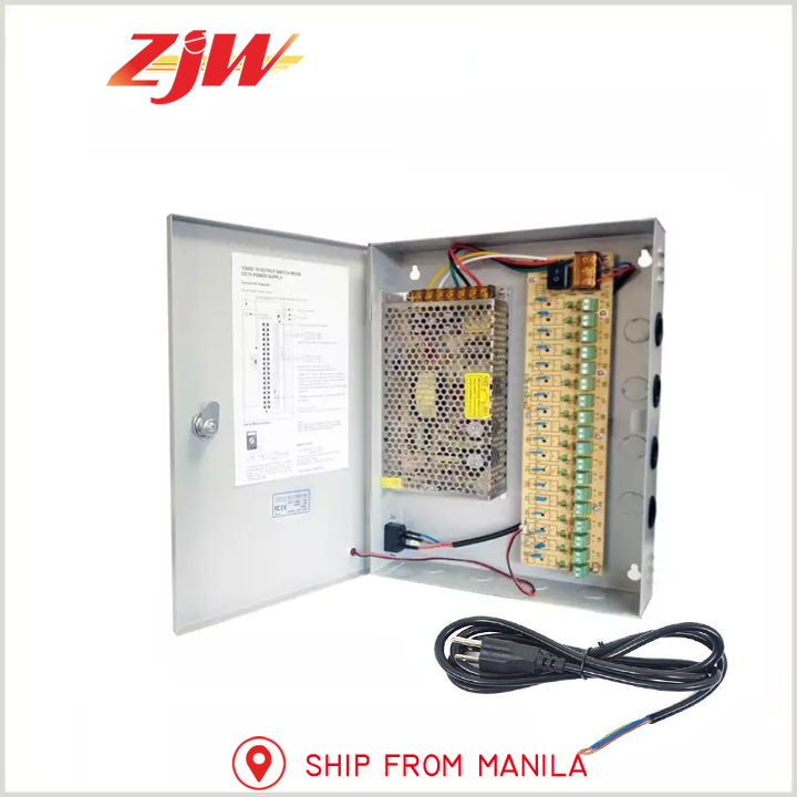 ZJW 18 Channel 12V 20A Fused Centralized Distributed Power Supply Power dapt With Box 18CH for CCTV
