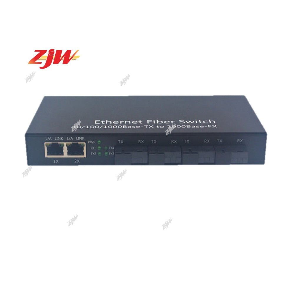 ZJW Fiber Optical Switch 4 SC Port 1.25G 2 RJ45 Port Gigabit Fiber Switch  Gigabit Ethernet Switch