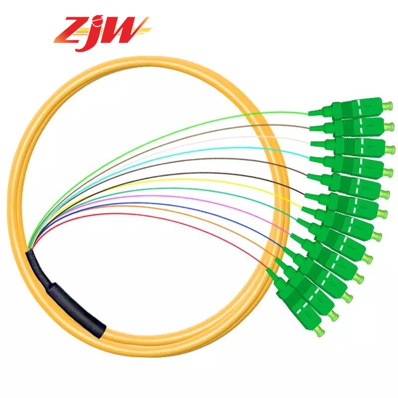 ZJW 12 Strand 9/125 Fiber Optic Pigtail SC/APC Single Mode,3 meter 12 core fiber pigtail