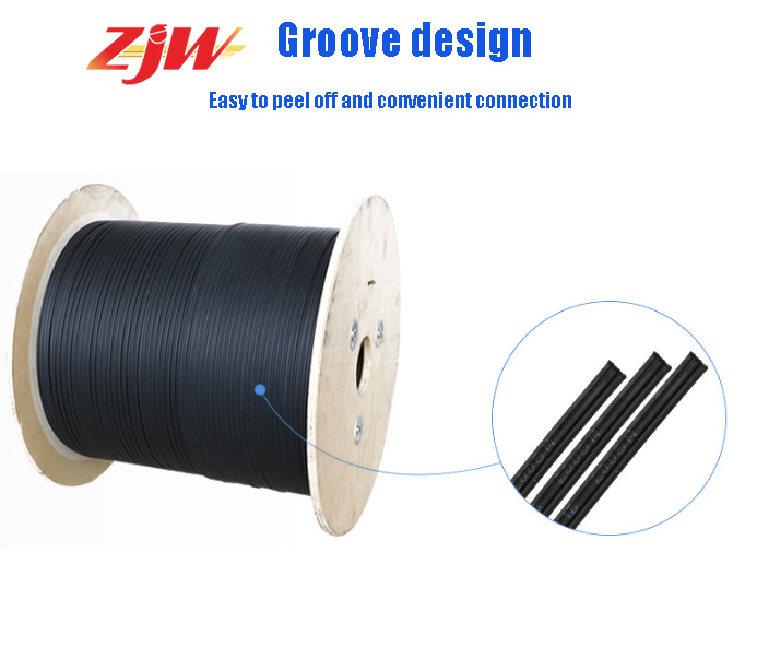 ZJW 1000M 2 Cores Fiber Optic Cable 2KM 3 Steel Fiber Optic Wire Outdoor G657 FTTH Wire Cable