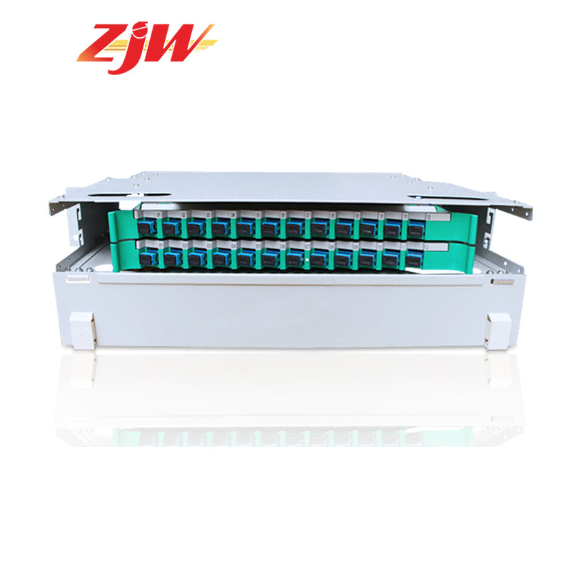 ZJW 19 Inch 24 Core SC ODF Optical Fiber Distribution Frame w/24pcs SC Pigtail & 24pcs SC-SC Adapter