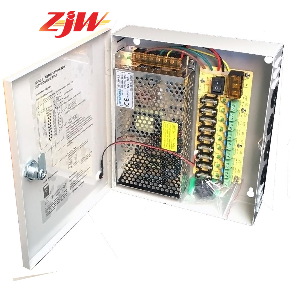 ZJW 18 Channel 12V 20A Fused Centralized Distributed Power Supply Power dapt With Box 18CH for CCTV