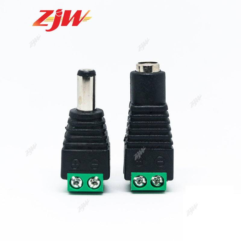 ZJW 5pcs/ 5pair DC Barrel Jack Adaptor CCTV Connectors 5.5 x 2.1mm CCTV Male/ Female Connectors