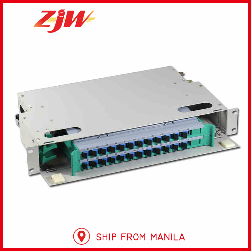 ZJW 19 Inch 24 Core SC ODF Optical Fiber Distribution Frame w/24pcs SC Pigtail & 24pcs SC-SC Adapter