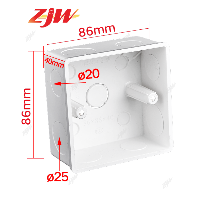 ZJW 1pc 86*86mm Wall Mounted Junction Box BS Plastic IP55  Connection Box Cable Branch Box