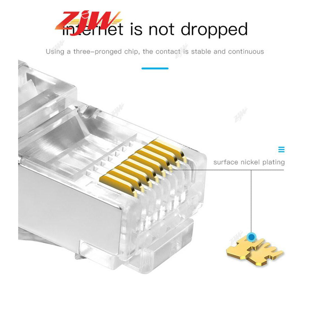 ZJW 100 Pcs 8P8C RJ45 Connector Cat5e Cat6 connector Cat6 with Shield Connector