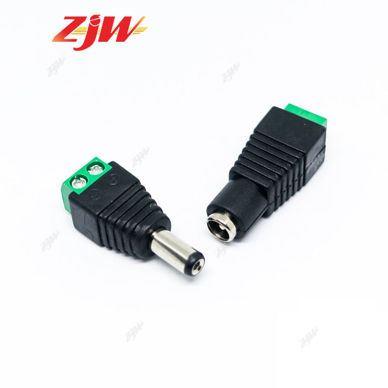ZJW 5pcs/ 5pair DC Barrel Jack Adaptor CCTV Connectors 5.5 x 2.1mm CCTV Male/ Female Connectors