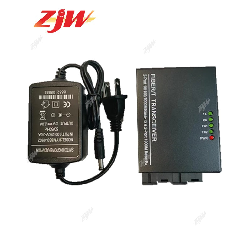 ZJW 2 SC Port 2 RJ45 Port Gigabit Fiber Optic Media Converter Fiber Switch Gigabit