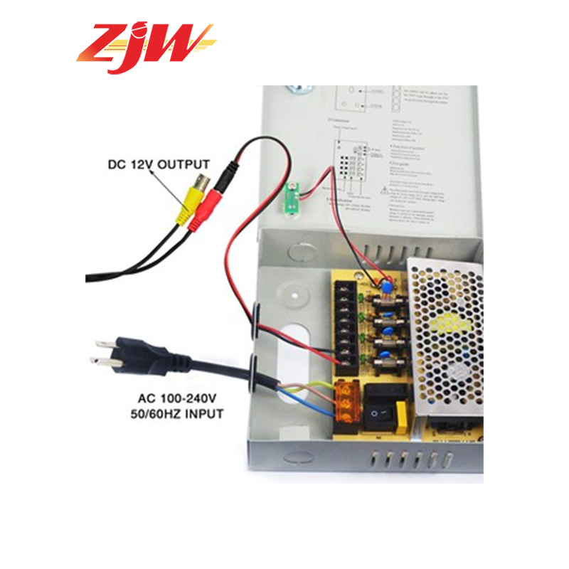 ZJW 4 Channel 12V 5A Fused Centralized Distributed Power Supply Power dapt With Box 5CH for CCTV