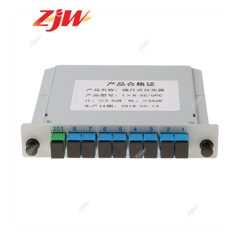 ZJW 1*2 / 4 / 8 / 16  SC UPC Fiber Optic PLC Splitter PLC Cassette Box Plug-in Type Fiber Splitter