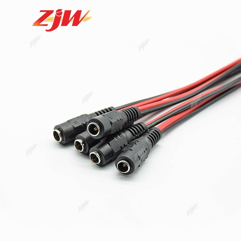 5pcs ZJW DC Plug 12V 5.5mm-2.1mm Male / Female Jack Cable Pigtail CCTV Power Adaptor Plug Connector