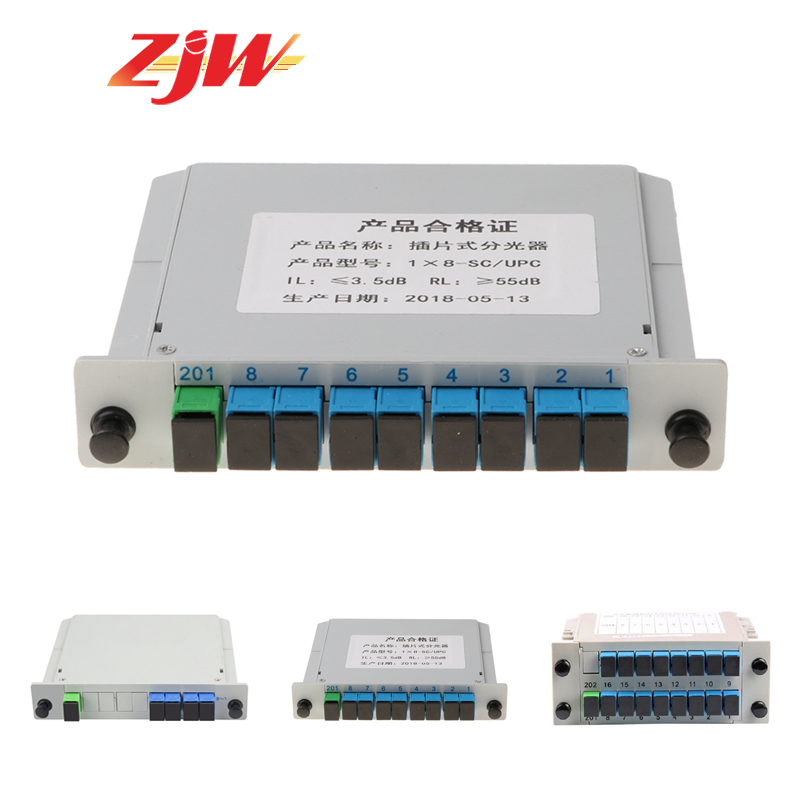 ZJW 1* 4 / 8 / 16  SC UPC Fiber Optic PLC Splitter PLC Cassette Box Plug-in Type Fiber Splitter