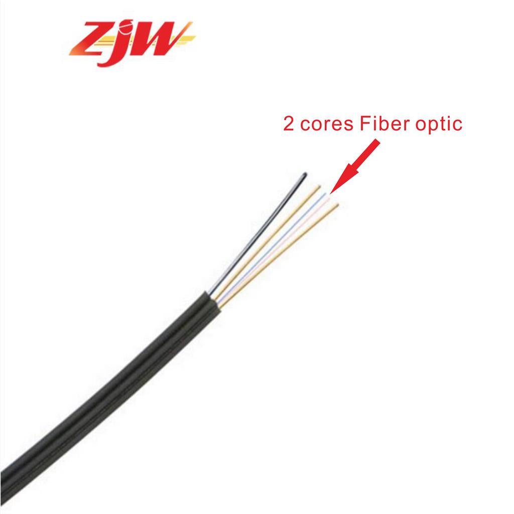 ZJW 1000M 2 Cores Fiber Optic Cable 2KM 3 Steel Fiber Optic Wire Outdoor G657 FTTH Wire Cable
