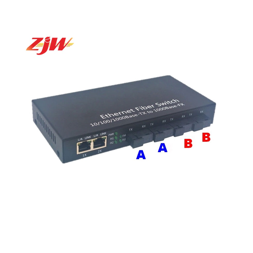 ZJW Fiber Optical Switch 4 SC Port 1.25G 2 RJ45 Port Gigabit Fiber Switch  Gigabit Ethernet Switch