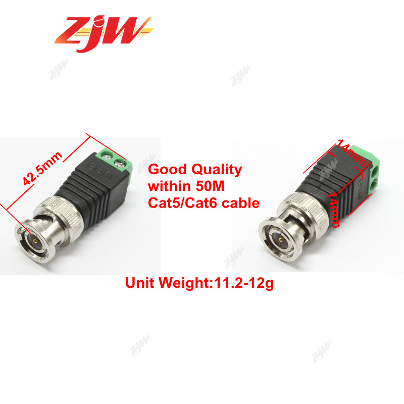 ZJW 5pcs BNC Male Plug Connector / video balun UTP to BNC