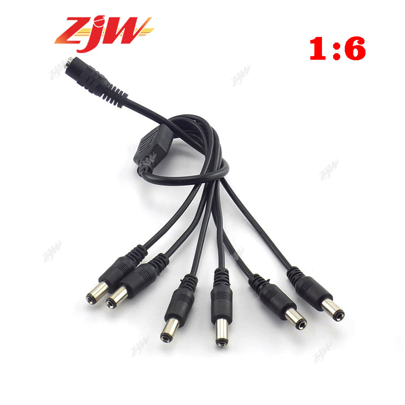 ZJW DC Power 1 to 2 3 4 6 8 Way Splitter Connector Plug Cable 5.5mm*2.1mm for CCTV Camera LED