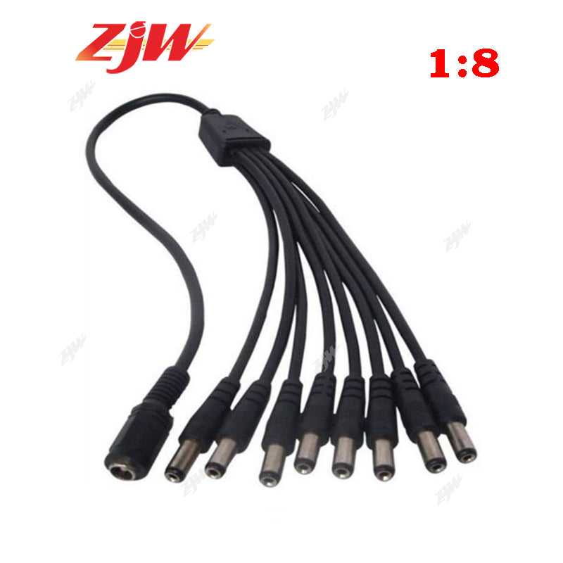 ZJW DC Power 1 to 2 3 4 6 8 Way Splitter Connector Plug Cable 5.5mm*2.1mm for CCTV Camera LED