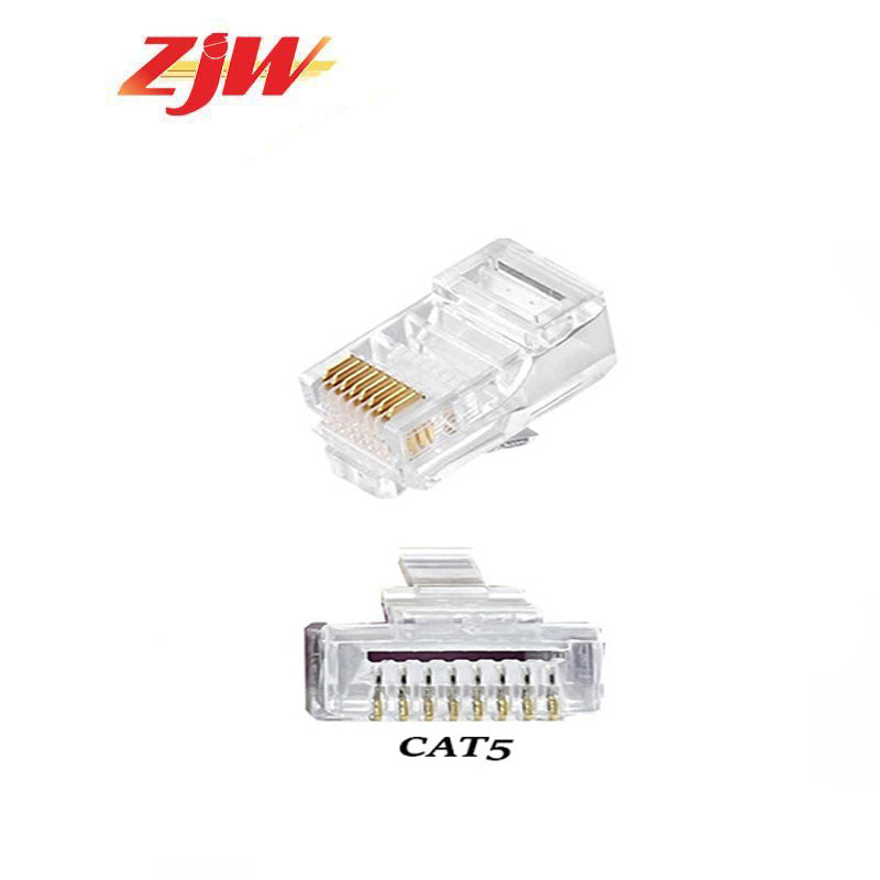 ZJW 100Pcs CAT5/CAT6 FTP RJ45 Pass Through RJ45 Connector Unshielded Cat5 Cat5e Cat6 Connector