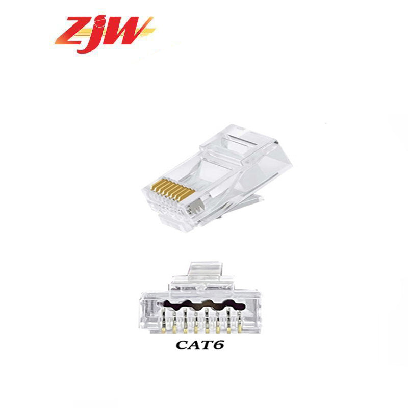 ZJW 100Pcs CAT5/CAT6 FTP RJ45 Pass Through RJ45 Connector Unshielded Cat5 Cat5e Cat6 Connector