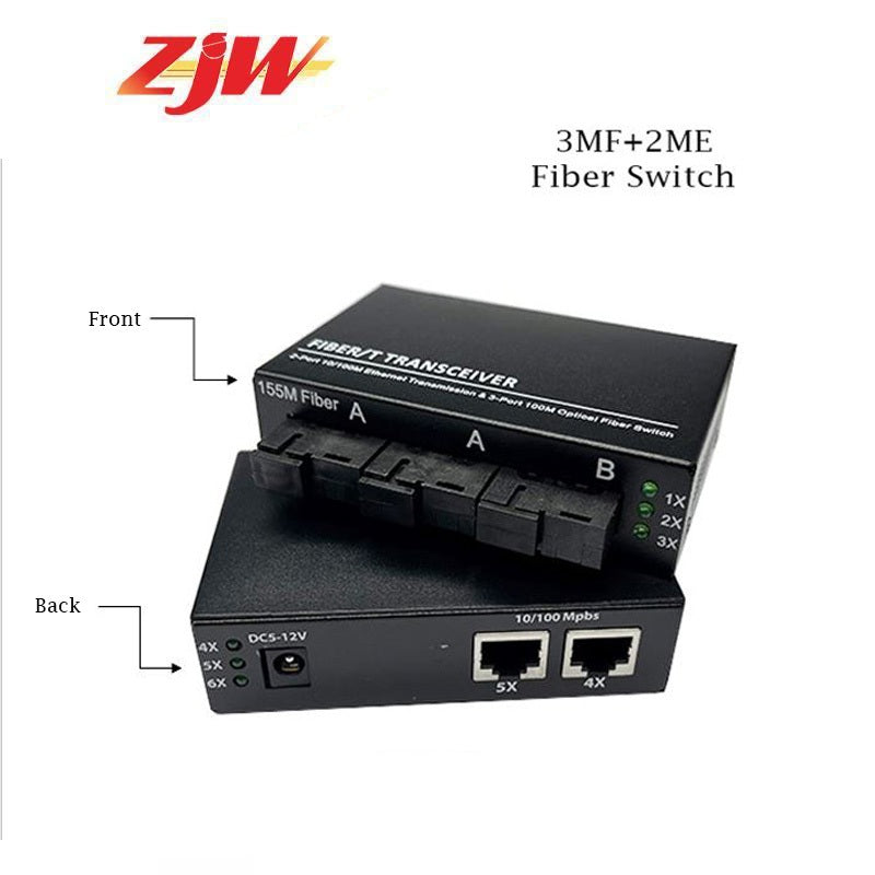 ZJW 10/100M Media Converter 2 SC Port 2 / 4 RJ45 Port Transceiver Fiber Switch 2MF+2ME 2MF+4MF(1PC)