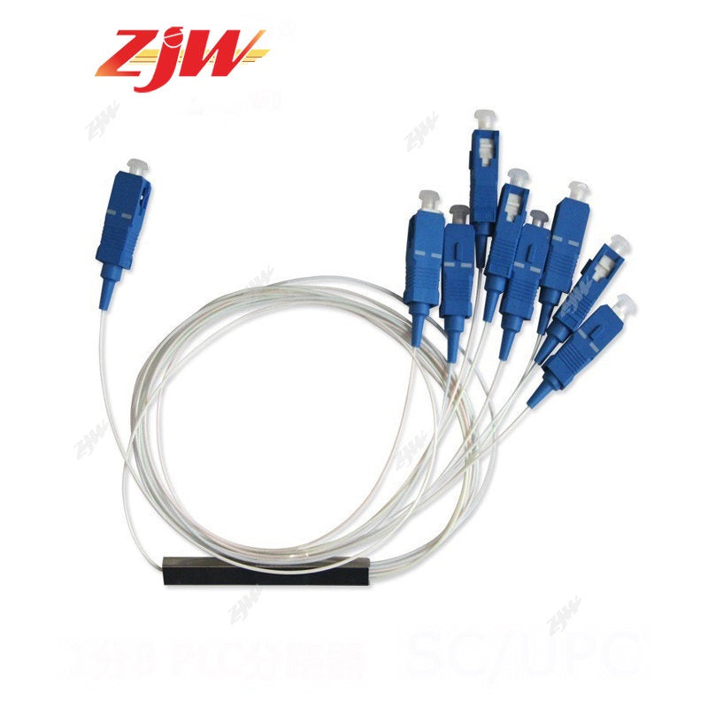 ZJW 1x2 1x4 1X8 1x16  PLC Splitter SC/UPC SM 0.9mm G657A1 PVC 1m FTTH Fiber Optic Splitter