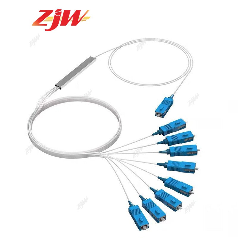 ZJW 1x2 1x4 1X8 1x16  PLC Splitter SC/UPC SM 0.9mm G657A1 PVC 1m FTTH Fiber Optic Splitter