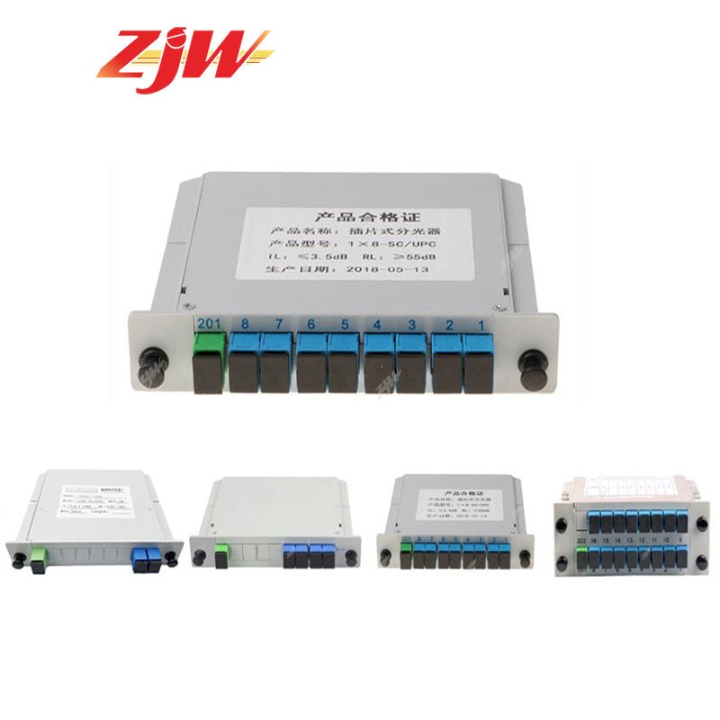 ZJW 1*2 / 4 / 8 / 16  SC UPC Fiber Optic PLC Splitter PLC Cassette Box Plug-in Type Fiber Splitter