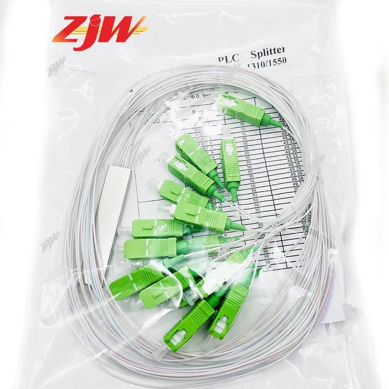 ZJW 1x2 1x4 1x8 1x16 PLC Splitter SC / APC SM 0.9mm g657a1 PVC 1m FTTH Optical Fiber Beam Splitter