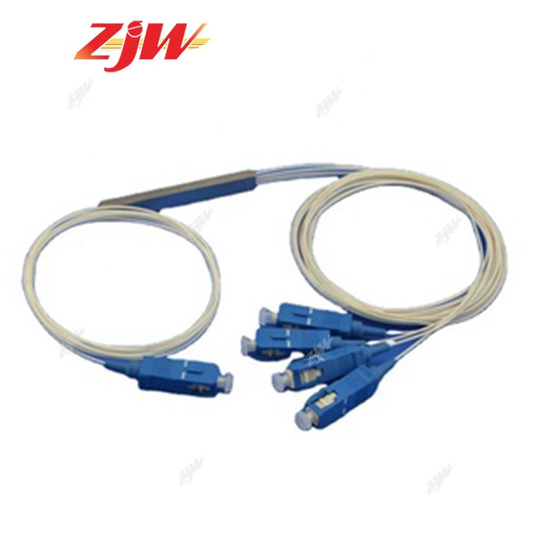 ZJW 1x2 1x4 1X8 1x16  PLC Splitter SC/UPC SM 0.9mm G657A1 PVC 1m FTTH Fiber Optic Splitter