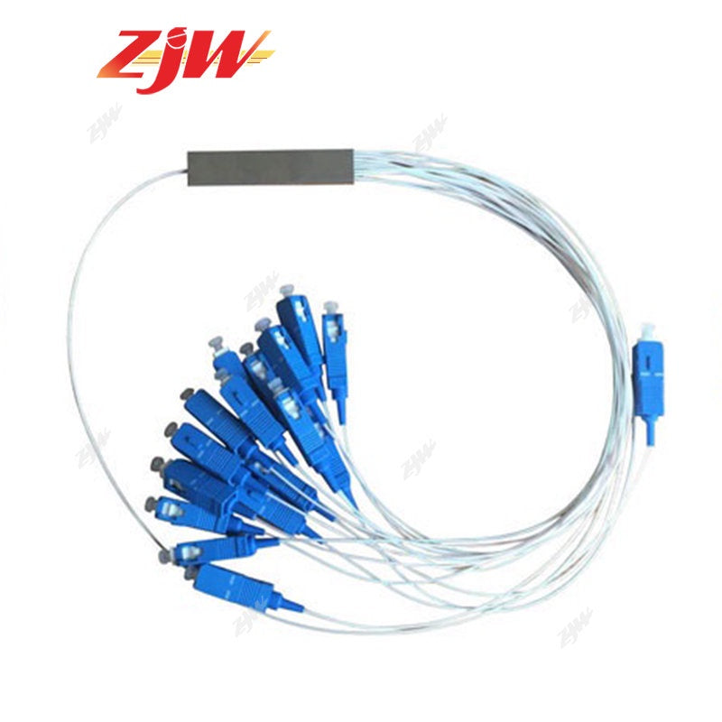 ZJW 1x2 1x4 1X8 1x16  PLC Splitter SC/UPC SM 0.9mm G657A1 PVC 1m FTTH Fiber Optic Splitter