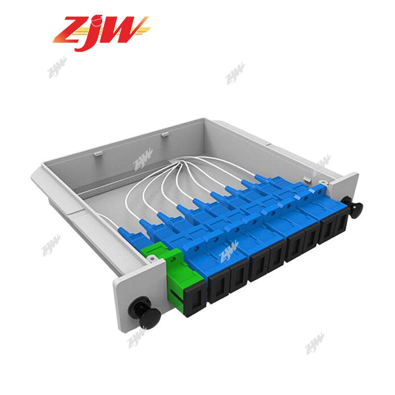 ZJW 1*2 / 4 / 8 / 16  SC UPC Fiber Optic PLC Splitter PLC Cassette Box Plug-in Type Fiber Splitter
