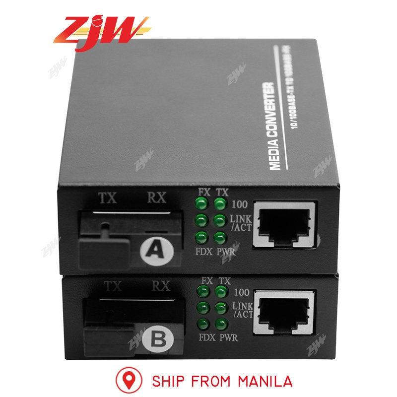ZJW SC Fiber Transceiver Media Converter Optical Fiber Single Fiber Converter 25km 10/100M M20(P)