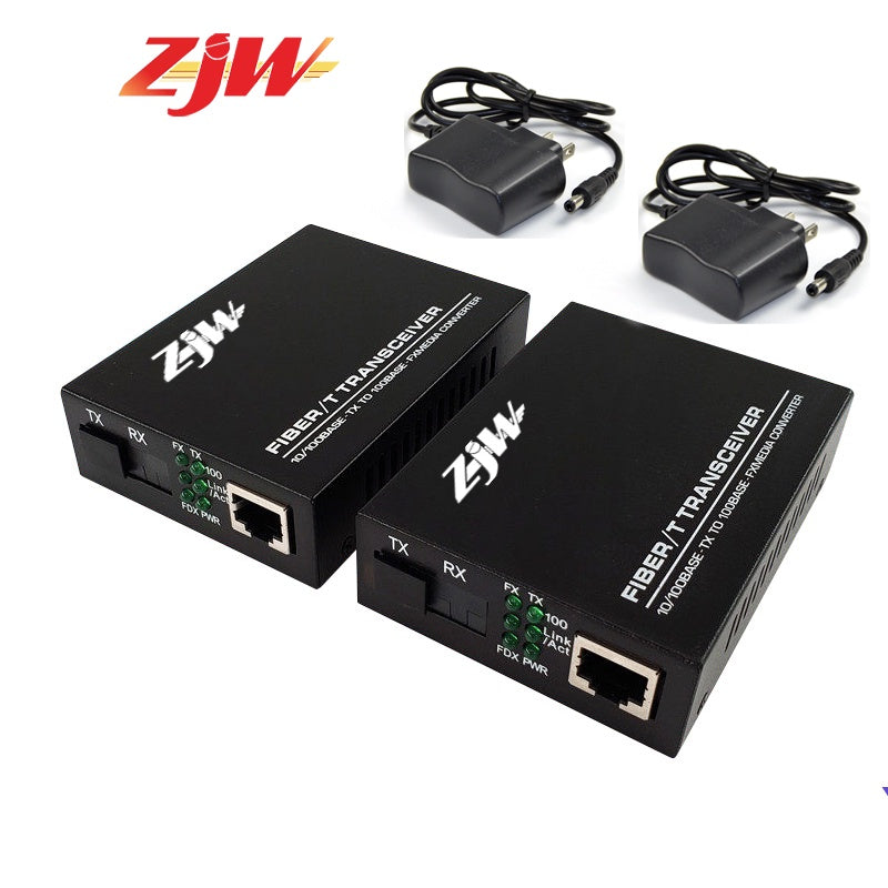 ZJW SC Fiber Transceiver Media Converter Optical Fiber Single Fiber Converter 25km 10/100M M20(P)