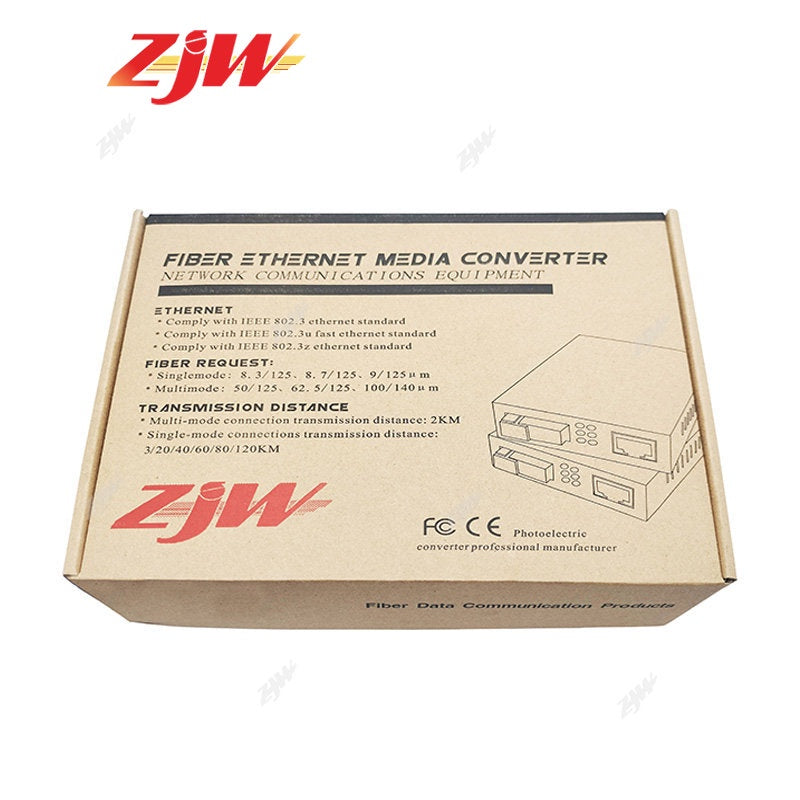 ZJW SC Fiber Transceiver Media Converter Optical Fiber Single Fiber Converter 25km 10/100M M20(P)