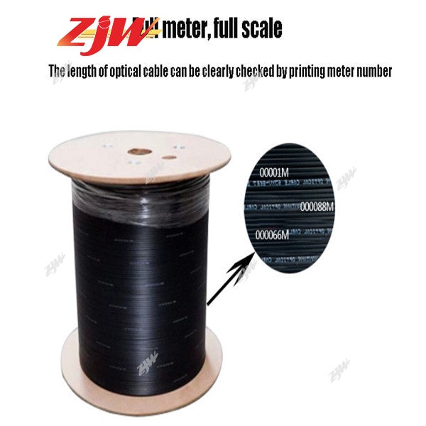ZJW FTTH Fiber Optic Cable 1KM Fiber Optic Cable 2KM 3 Steel Wire 1KM 2KM Pure Black FOC