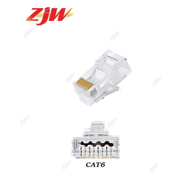 ZJW 100Pcs CAT5/CAT6 FTP RJ45 Pass Through RJ45 Connector Unshielded Cat5 Cat5e Cat6 Connector