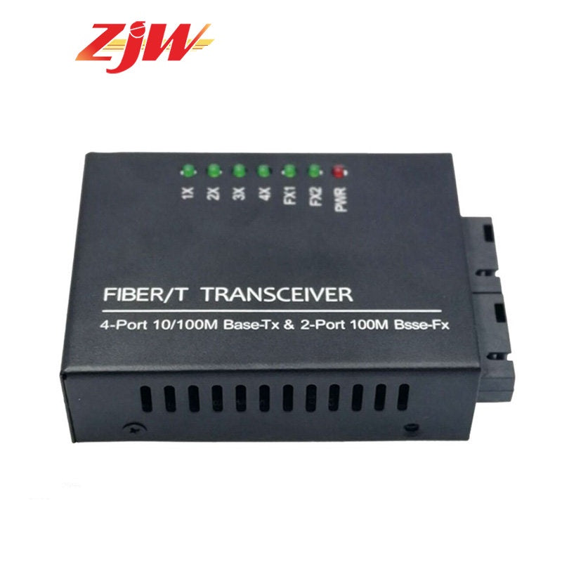 ZJW 10/100M Media Converter 2 SC Port 2 / 4 RJ45 Port Transceiver Fiber Switch 2MF+2ME 2MF+4MF(1PC)