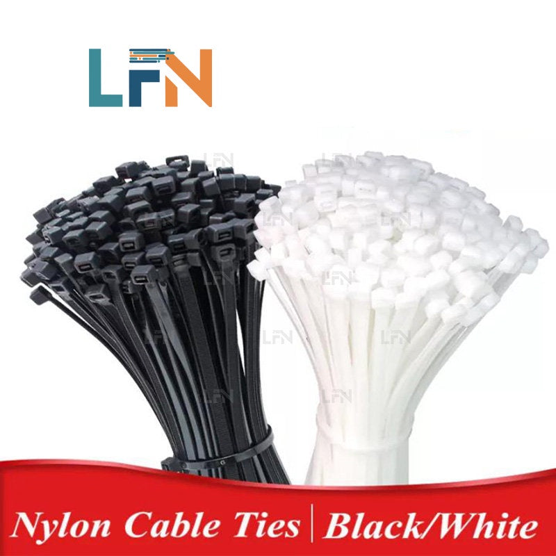 ZJW Nylon Zip Ties 4*200mm( PACK OF 100) Cable Ties Strength Tie Wraps for Tying Cables, Wires