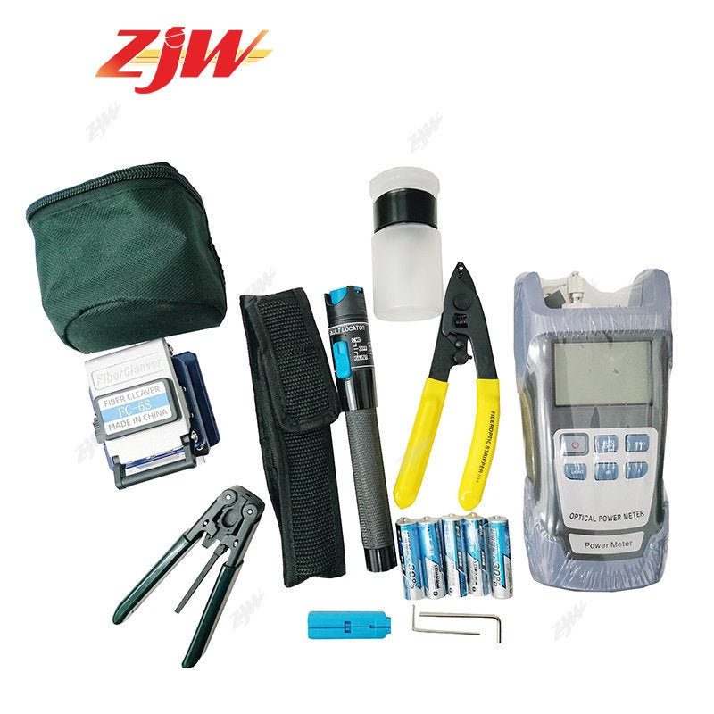 ZJW NEW  FTTH fiber optic tool kit FC-6S Fiber Cleaver Optical Power Meter 5km Laser Fiber Stripper