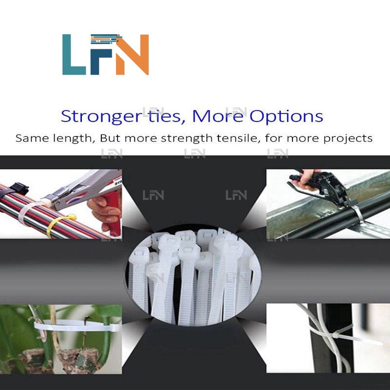 100PCS  Nylon Cable Tie Reusable Flexible Nylon Cable Zip Tie  (4X400mm)
