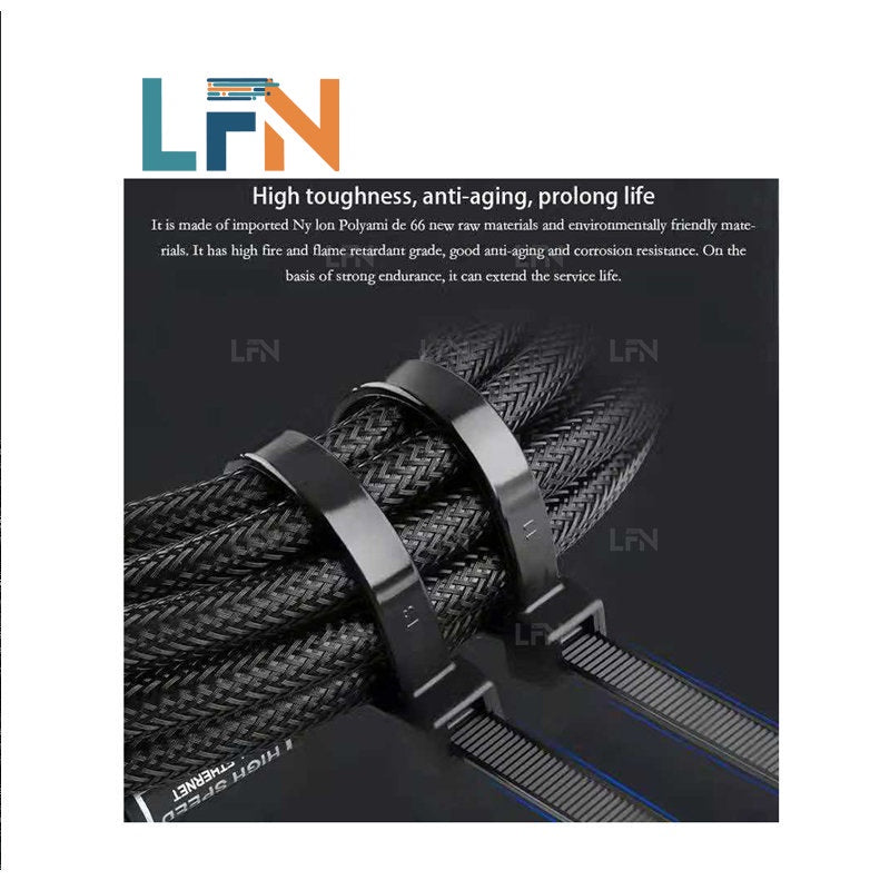 100PCS Self Locking Nylon Cable Tie Reusable Adjustable Flexible Nylon Cable Zip Tie (4X350mm)