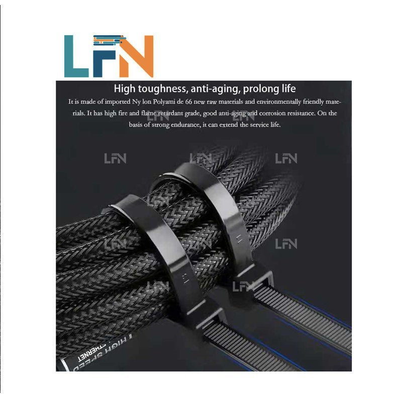 100PCS  Nylon Cable Tie Reusable Flexible Nylon Cable Zip Tie  (4X400mm)
