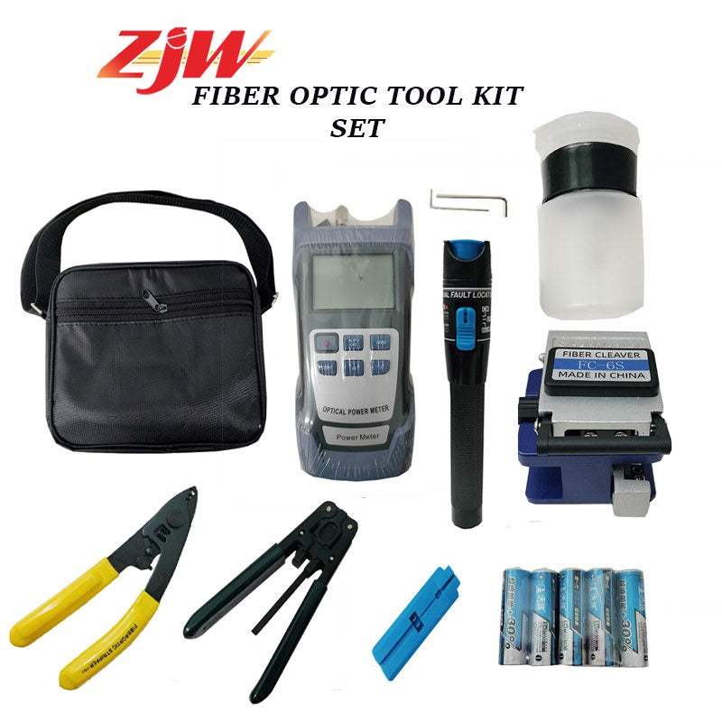 ZJW NEW  FTTH fiber optic tool kit FC-6S Fiber Cleaver Optical Power Meter 5km Laser Fiber Stripper